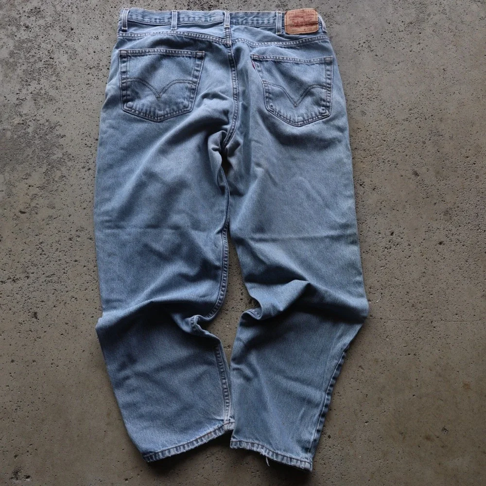 Levis 550 Relaxed Fit Jeans Mens 40x32 Light Wash Straight Leg Blue Denim